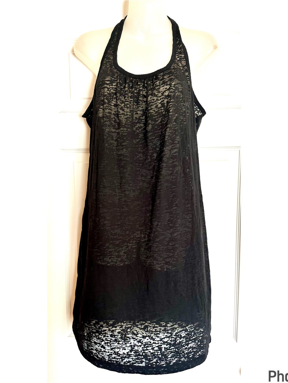 Miken Black Sheer Halter Swim Coverup